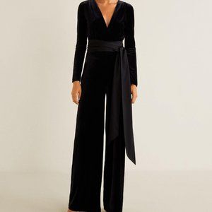 Mango Festive Black Velvet Jumpsuit